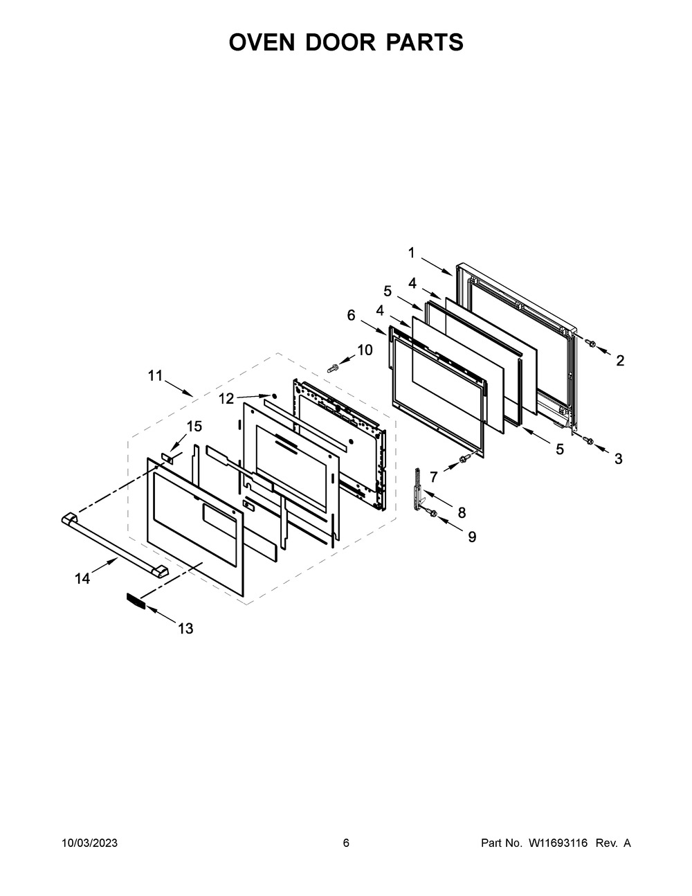 Oven Door Parts Diagram and Parts List for MOEC6030LZ01  Maytag Microwave Oven Combo