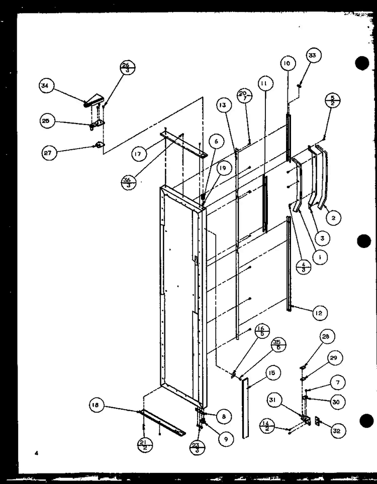 Freezer Door Diagram and Parts List for SZ25MP2W-P1154904WW  Amana Refrigerator