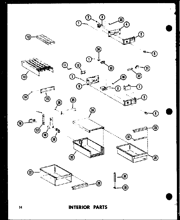 Interior Parts Diagram and Parts List for TC18C-C-P73500-16WC  Amana Refrigerator