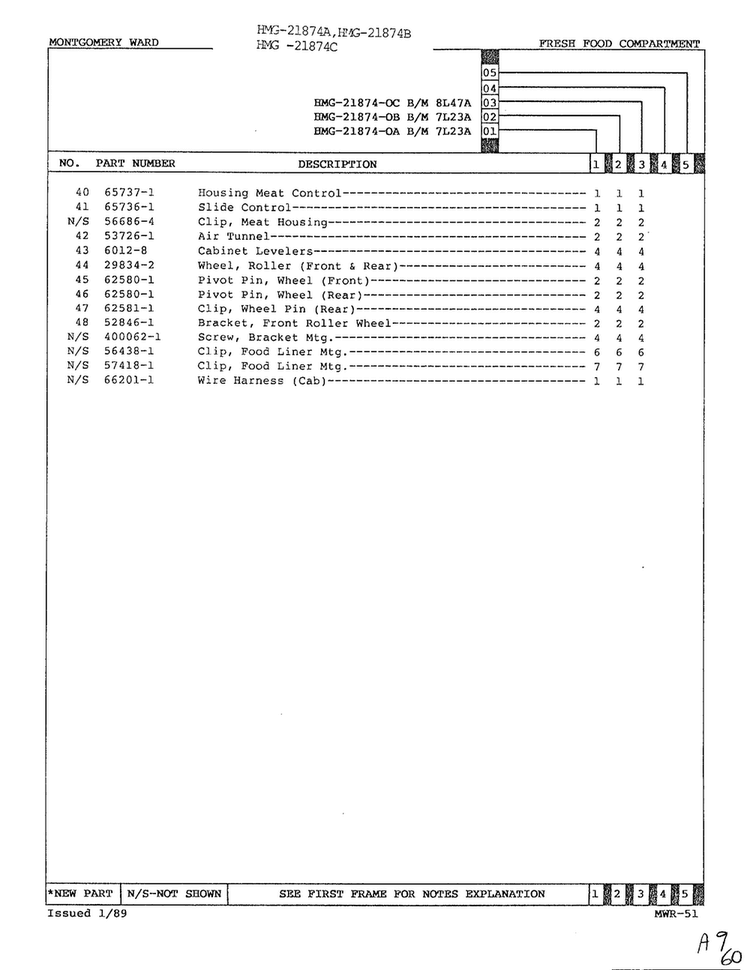 Fresh Food Compartment Page 3 Diagram and Parts List for 21874A  Admiral Refrigerator