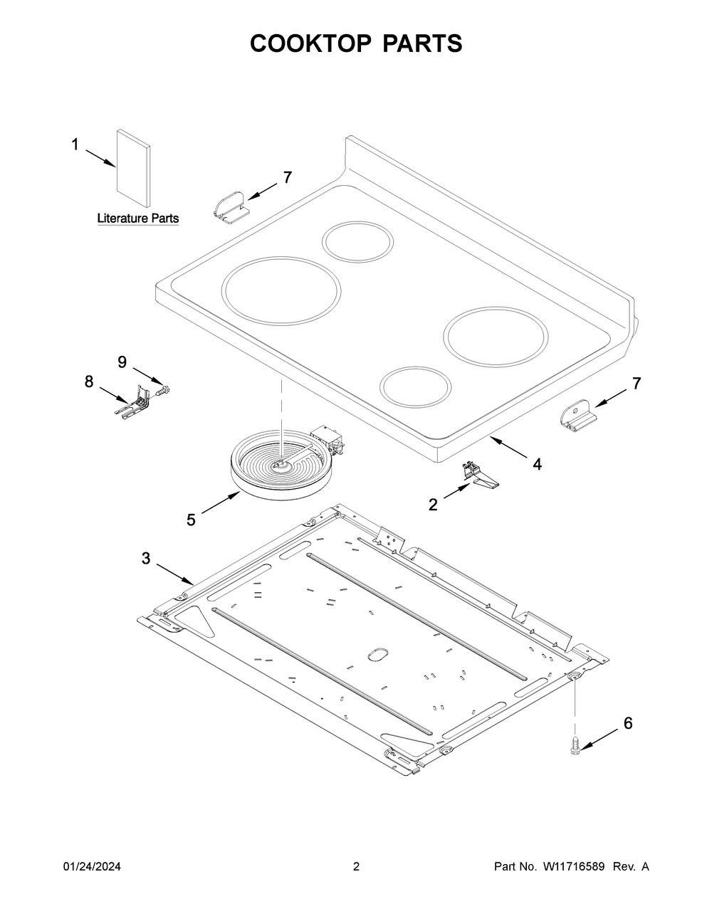 Cooktop Parts Diagram and Parts List for AER6303MMS1  Amana Range