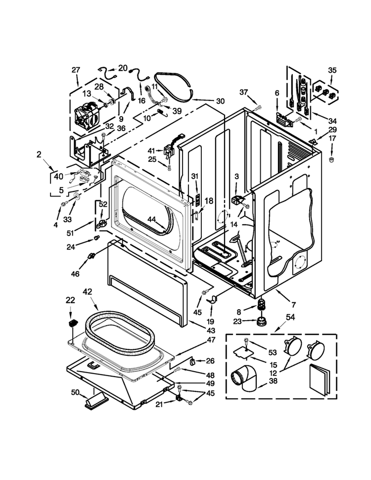 Cabinet Parts Diagram and Parts List for MDE18CSAZW0  Maytag Dryer