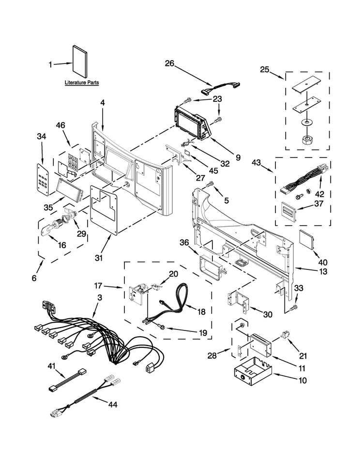 Control Panel Parts Diagram and Parts List for MLE20PDCGW0  Maytag Washer Dryer Combo