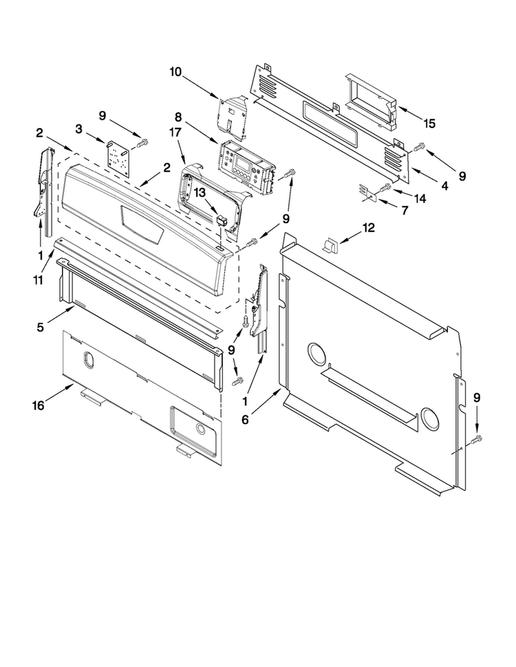 Control Panel Parts Diagram and Parts List for AGR6011VDS3  Amana Range