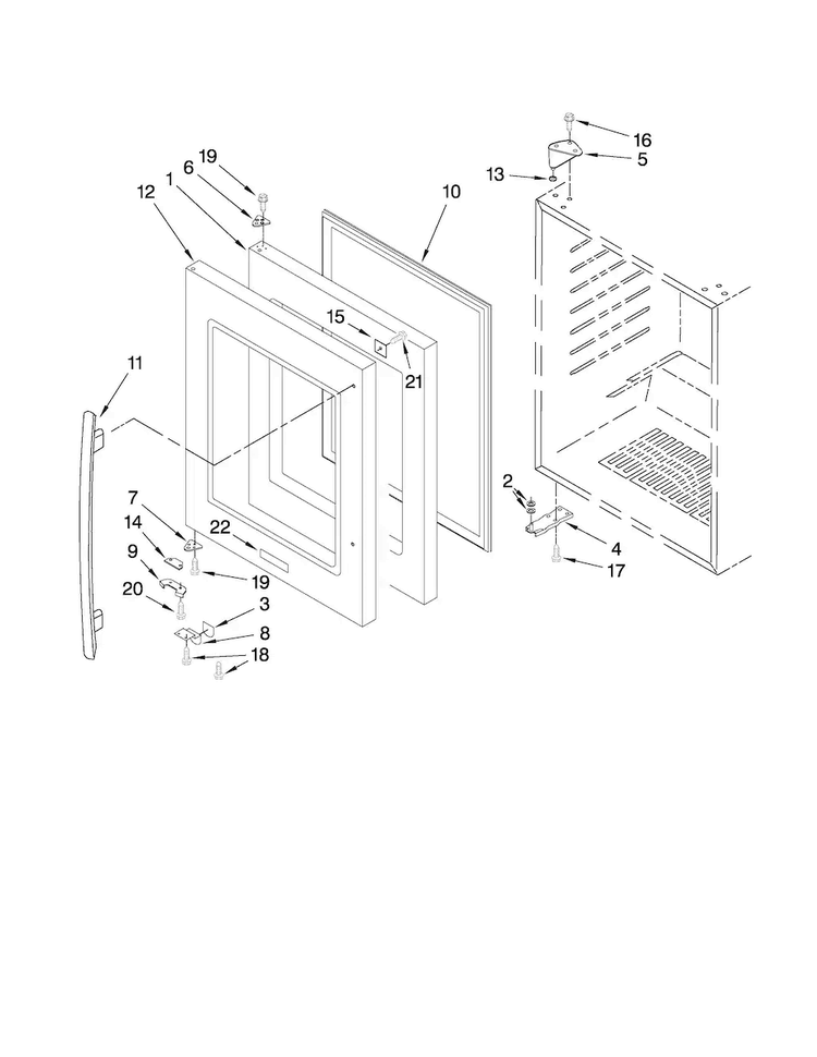 Door Parts Diagram and Parts List for JUB248LWRS00  Jenn-Air Wine and Beverage Cooler