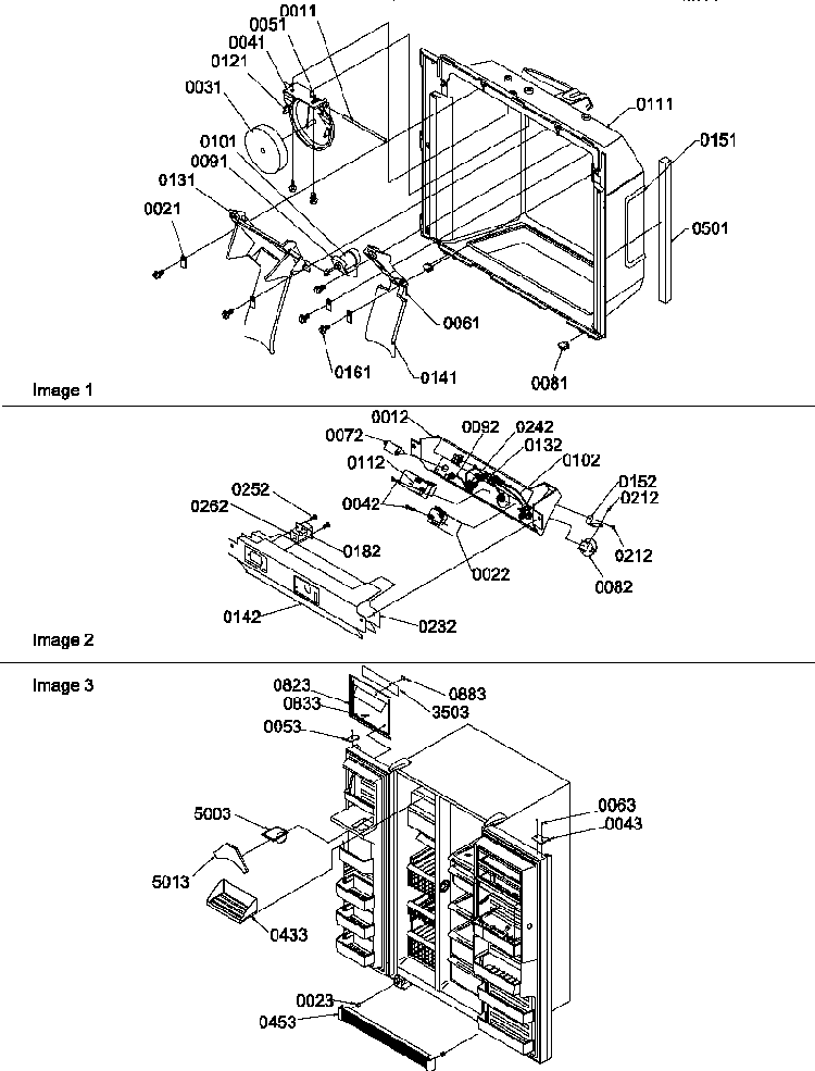 Ice & Water Cavity, Elect Bracket Assy & Toe Grille Diagram and Parts List for SRD522SW-P1184707WW  Amana Refrigerator