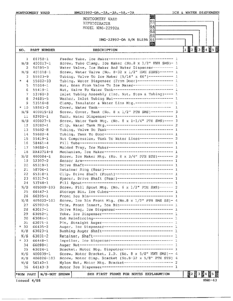 Ice/water Dispenser Page 2 Diagram and Parts List for 22992-OA  Admiral Refrigerator