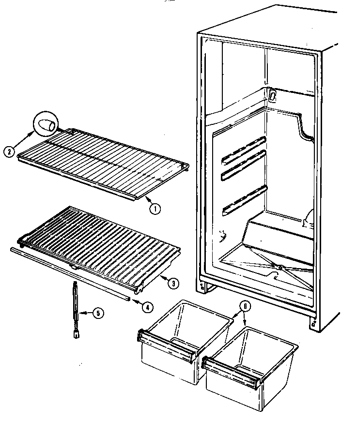 Shelves & Accessories Diagram and Parts List for RB151PFW DG13C Magic Chef Refrigerator