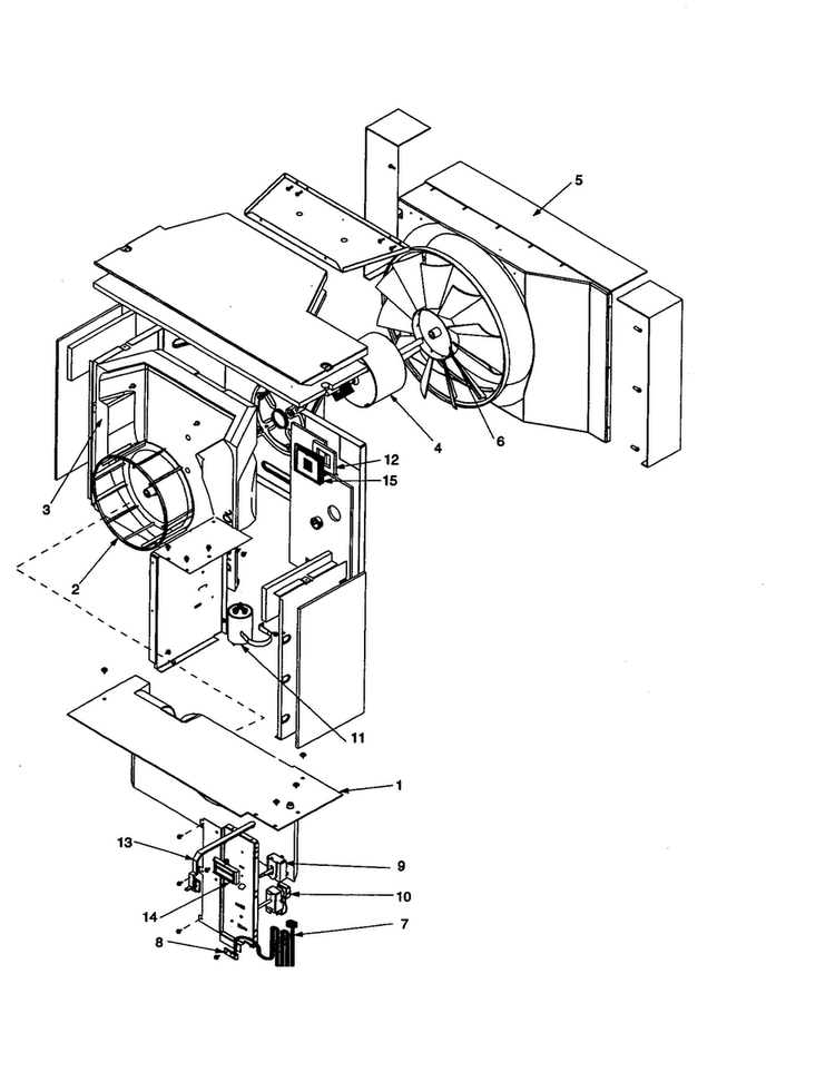 Fan And Control Assembly Diagram and Parts List for RC12010C1D REV A Amana Air Conditioner