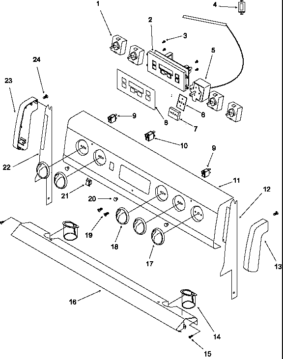 Backguard Diagram and Parts List for ARR6300W P1143421NW Amana Range