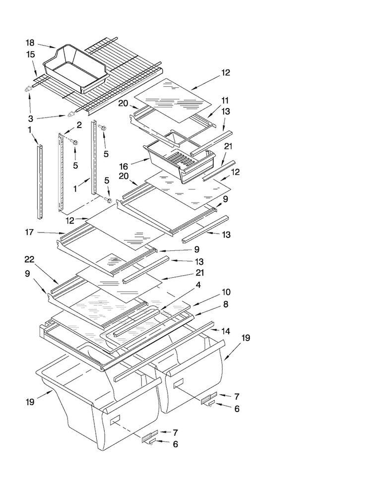 Shelf Parts Diagram and Parts List for M1TXEMMWQ02  Maytag Refrigerator