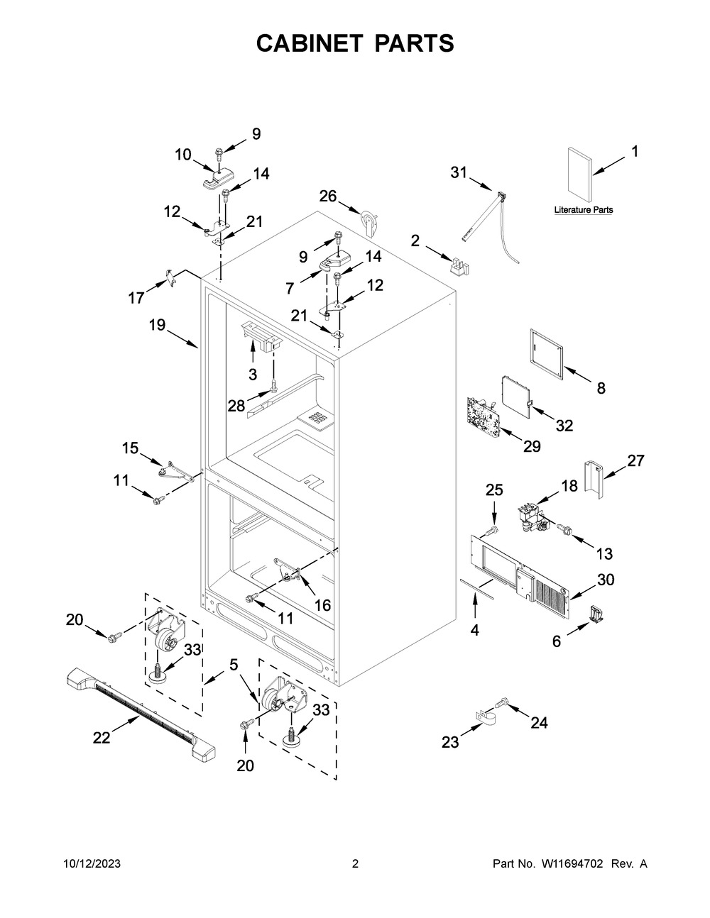Cabinet Parts Diagram and Parts List for MFC2062FEZ11  Maytag Refrigerator