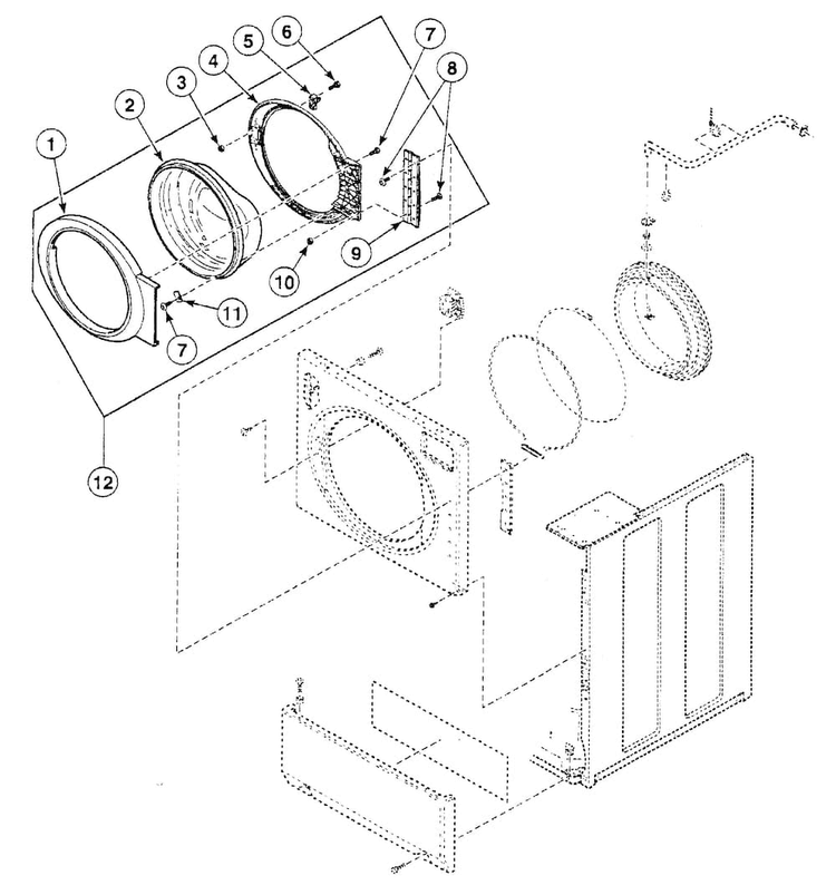 Door Assy Diagram and Parts List for SWFY71QN  Speed Queen Washer