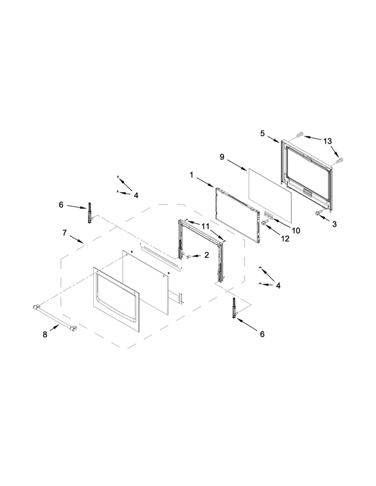 Upper Oven Door Parts Diagram and Parts List for MEW9627DS01  Maytag Wall Oven