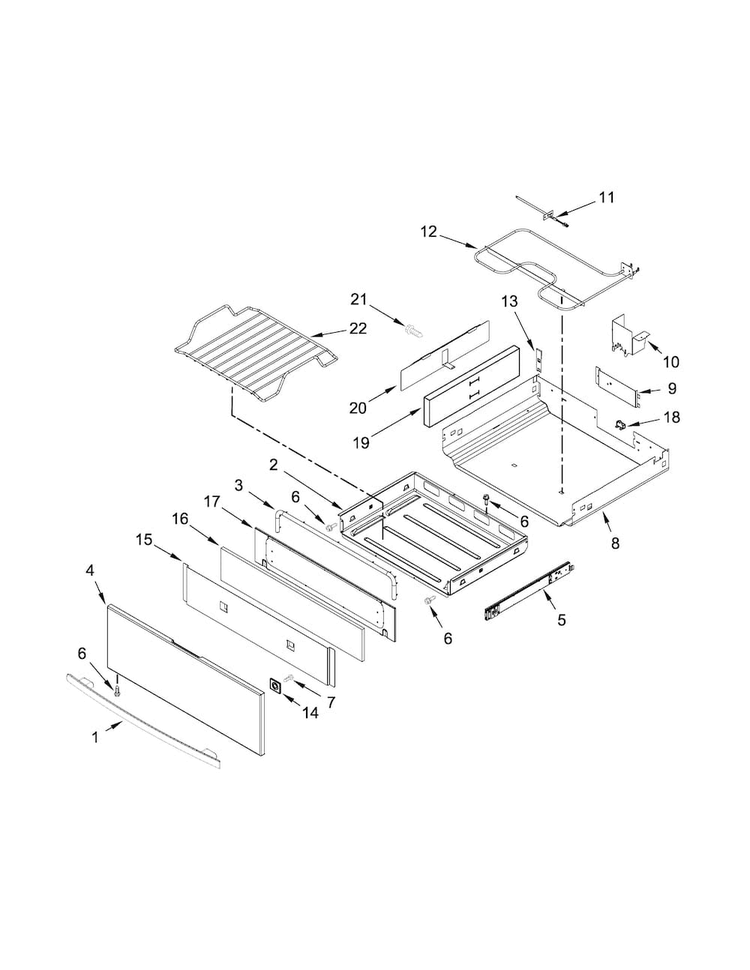 Drawer Parts Diagram and Parts List for JIS1450DS0  Jenn-Air Range