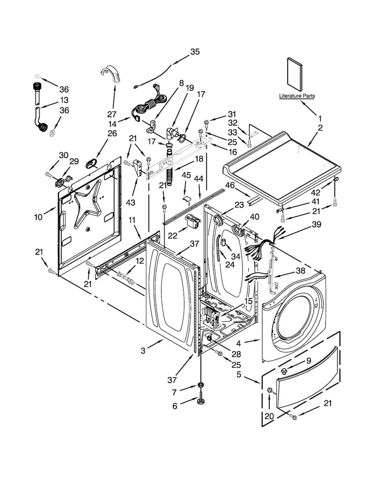 Top And Cabinet Parts Diagram and Parts List for CHW8990AW0  Maytag Washer