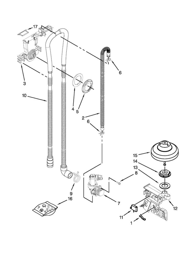 Fill, Drain And Overfill Parts Diagram and Parts List for MDB8959SBW0  Maytag Dishwasher