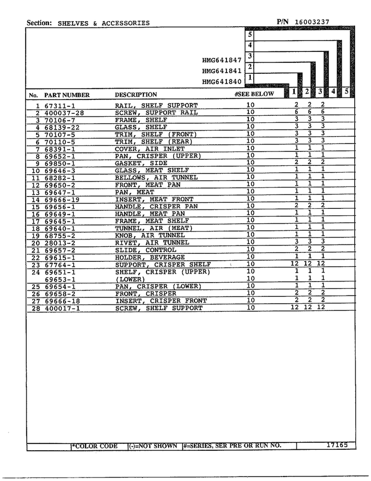 Shelves And Accessories Page 2 Diagram and Parts List for 641841  Admiral Refrigerator