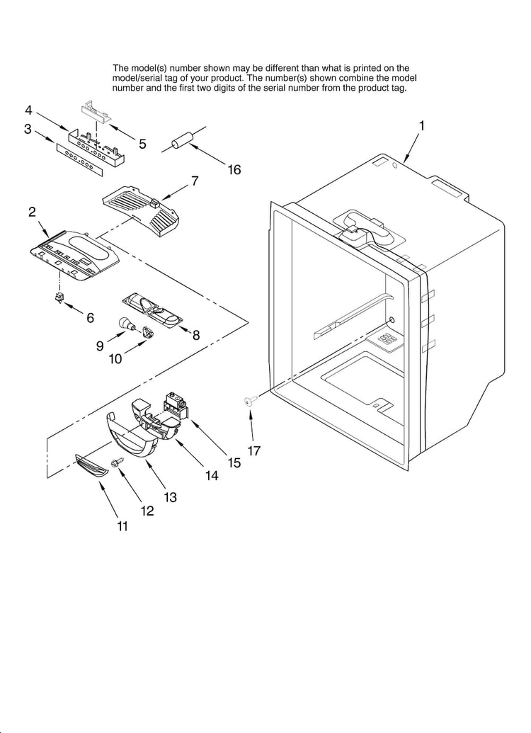 Refrigerator Liner Parts Diagram and Parts List for ABL2527FES12  Amana Refrigerator