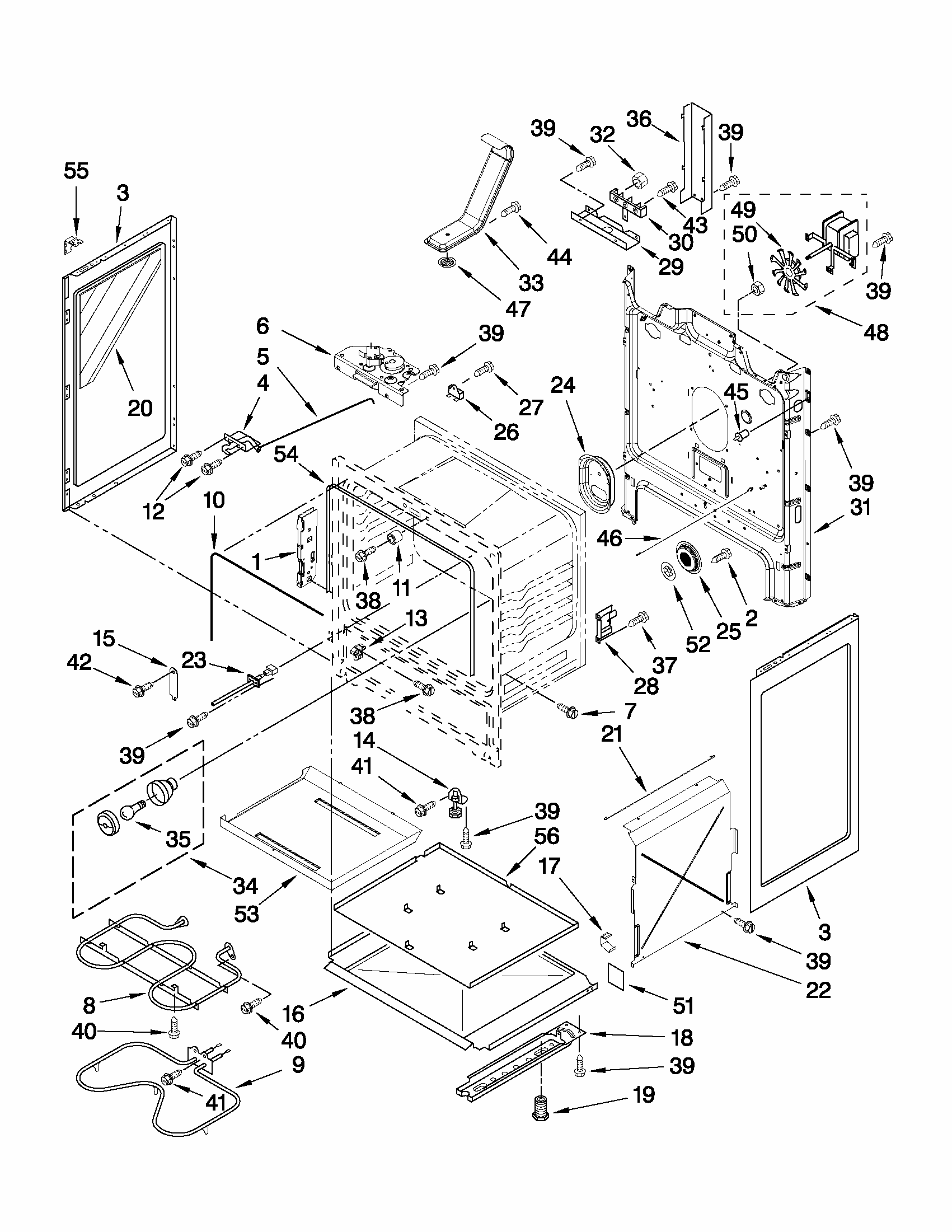 Chassis Parts Diagram and Parts List for MER7775WW1  Maytag Range