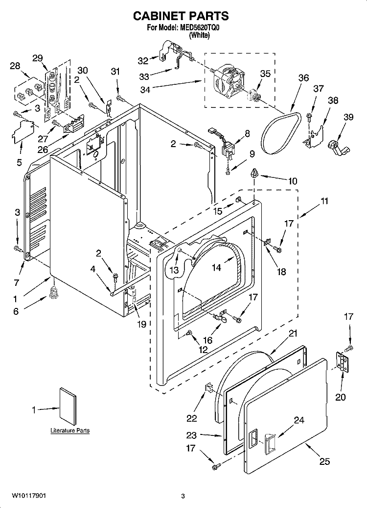 CABINET PARTS Diagram and Parts List for MED5620TQ0  Maytag Dryer