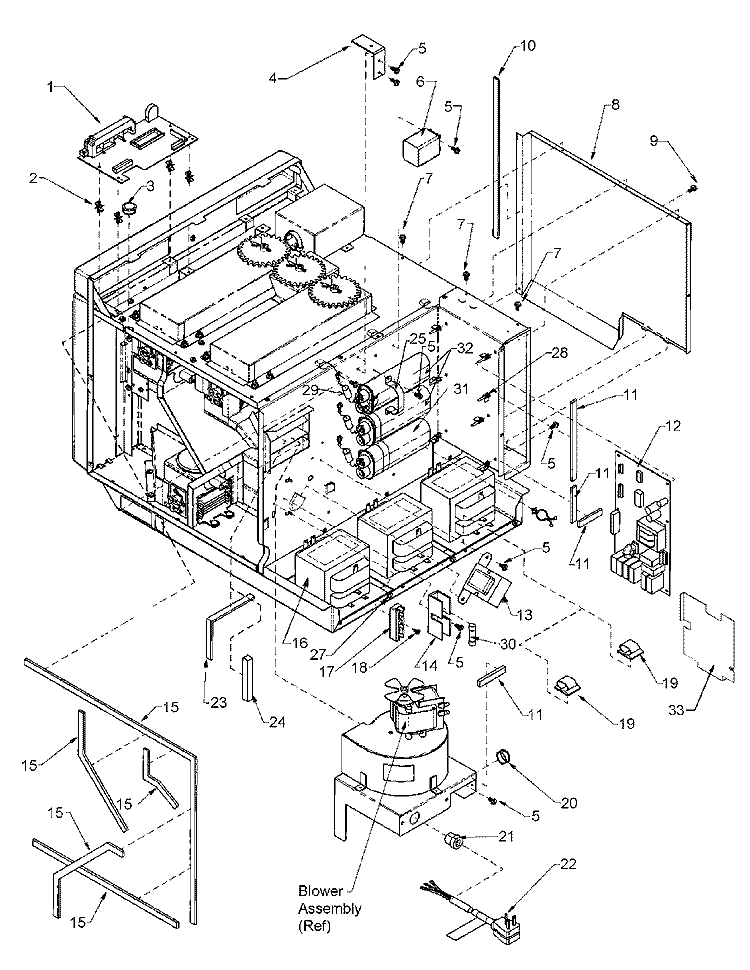 CHASSIS ASSEMBLY PARTS Diagram and Parts List for WDYRC P1198621M Amana Microwave