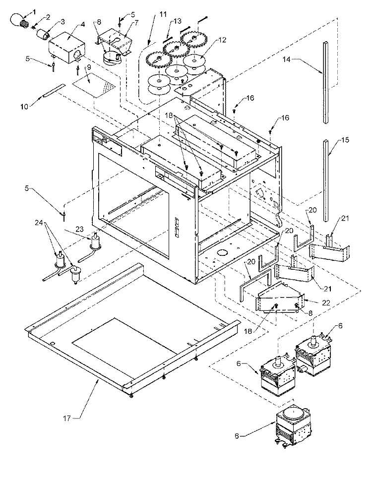 CHASSIS ASSEMBLY PARTS Diagram and Parts List for WDYRC P1198621M Amana Microwave