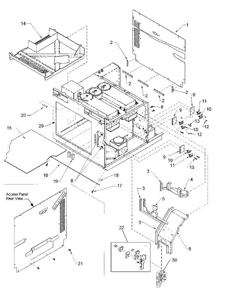 CHASSIS ASSEMBLY PARTS 1 Diagram and Parts List for KFC1 P1198622M Amana Microwave