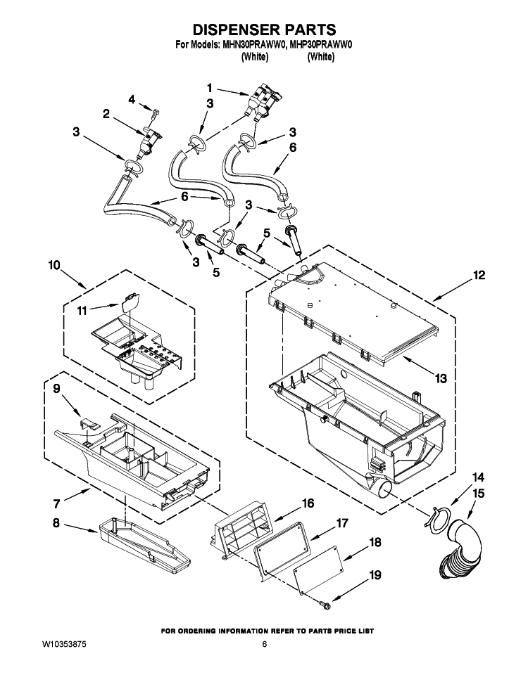 DISPENSER PARTS Diagram and Parts List for MHP30PRAWW0  Maytag Washer