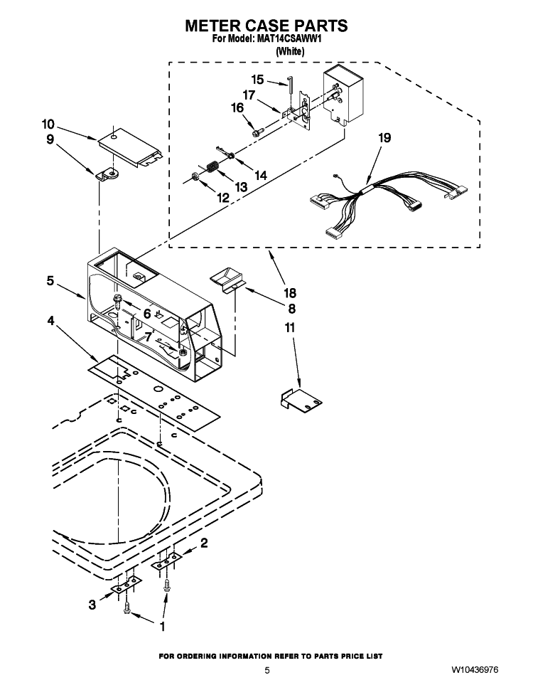 METER CASE PARTS Diagram and Parts List for MAT14CSAWW1  Maytag Washer