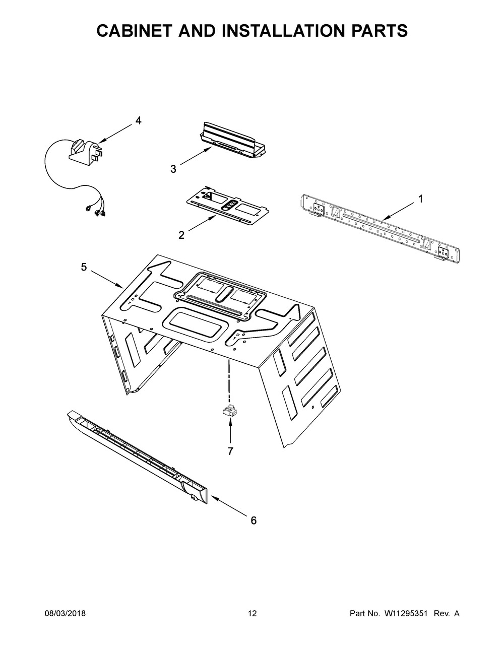Cabinet And Installation Parts Diagram and Parts List for AMV6502REB7  Maytag Microwave