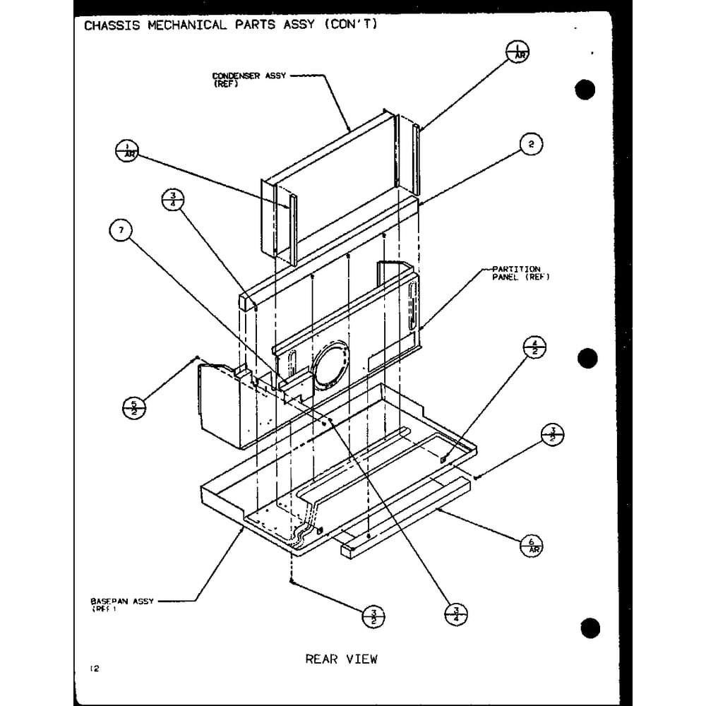 Mechanical Parts Assy Diagram and Parts List for PTC12400EC P9872415R Amana Air Conditioner
