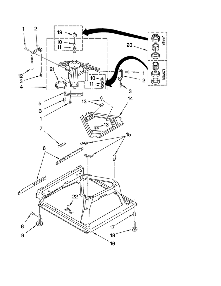 Machine Base Parts Diagram and Parts List for 7MMMS0100VW1  Maytag Washer