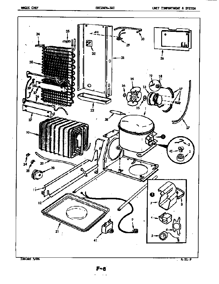 Unit Compartment & System Diagram and Parts List for CRC24EA-3AI-5M75B  Magic Chef Refrigerator