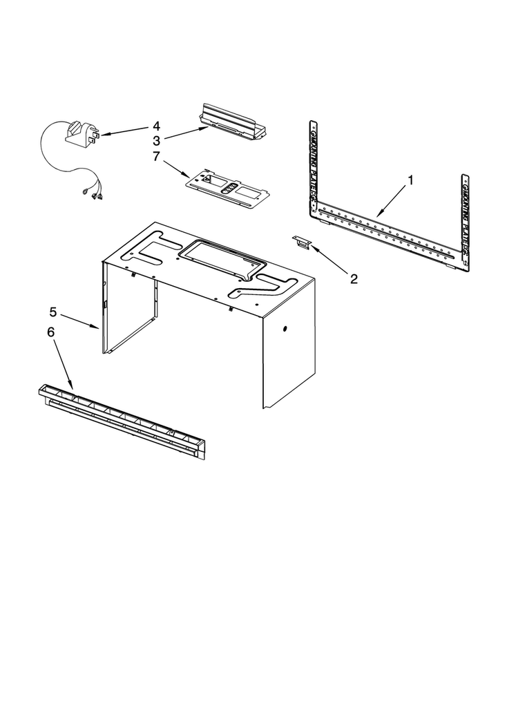 Cabinet And Installation Parts Diagram and Parts List for AMV2174VAS0  Amana Microwave