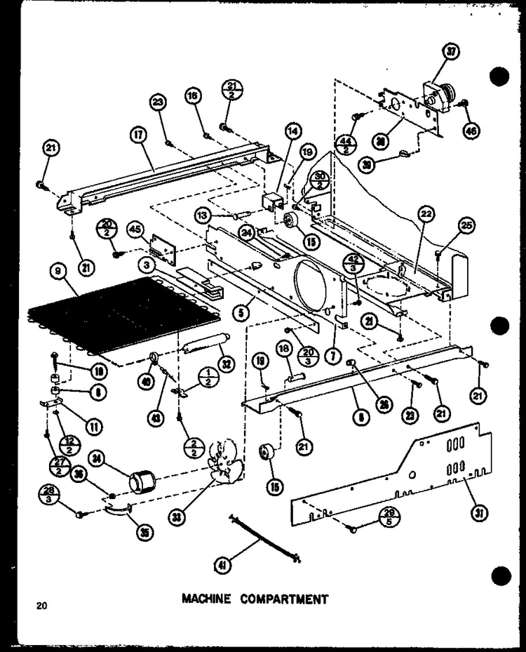 Machine Compartment Diagram and Parts List for SLDI25F-P7642103W  Amana Refrigerator