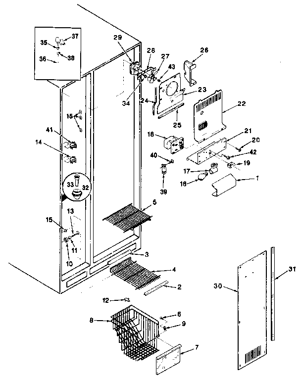 Freezer Compartment Diagram and Parts List for JRSD246B MAQ81A Jenn-Air Refrigerator
