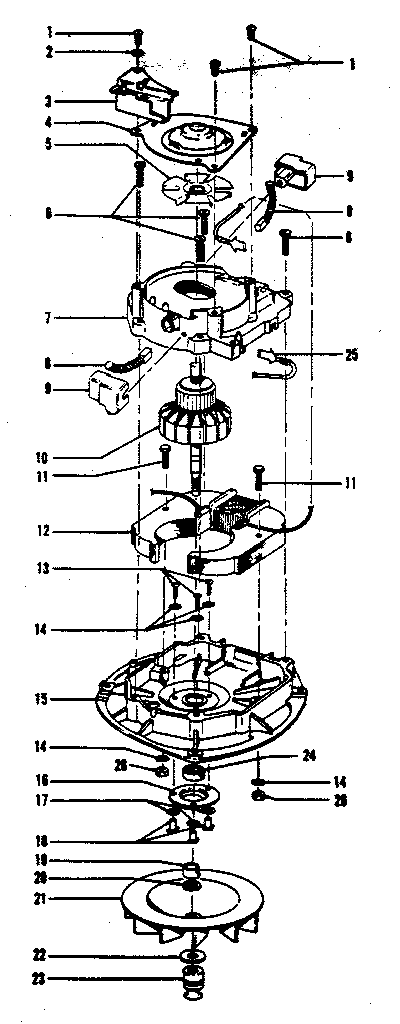 Motor Diagram and Parts List for U4521  Hoover Upright Vacuum