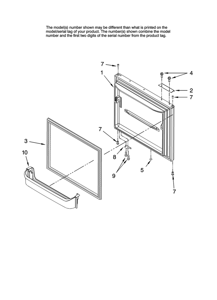 Freezer Door Parts Diagram and Parts List for AB1924PEKB12  Amana Refrigerator