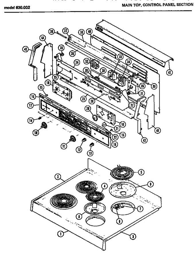 02 - Main Top Diagram and Parts List for 630002  Litton Microwave Oven Combo