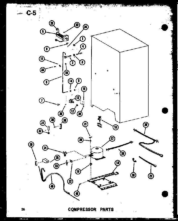 Compressor Parts Diagram and Parts List for SRI19E-C-P74870-5WC  Amana Refrigerator