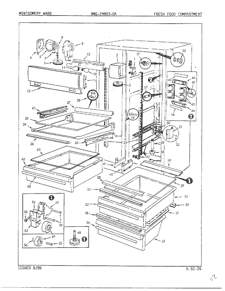 Fresh Food Compartment Diagram and Parts List for 24903-OA  Admiral Refrigerator