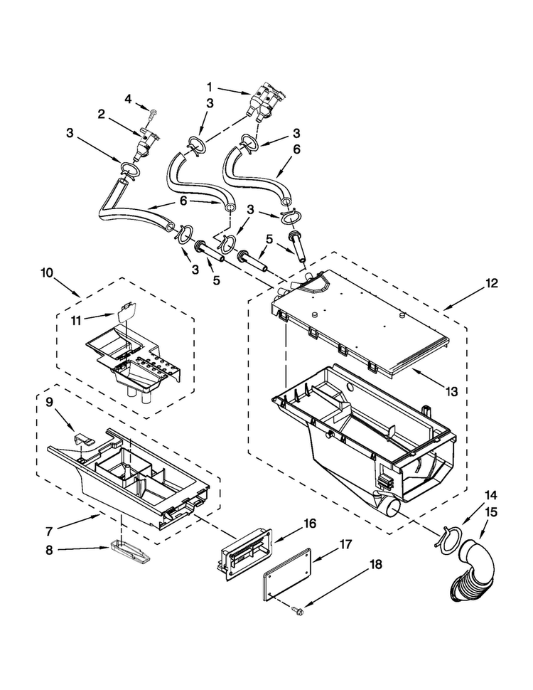 Dispenser Parts Diagram and Parts List for MLE20PDBZW0  Maytag Washer Dryer Combo