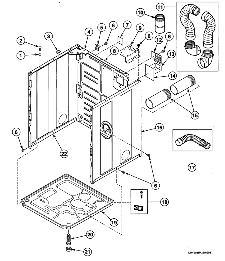 Cabinet Assy Diagram and Parts List for SDE307WF1500  Speed Queen Dryer