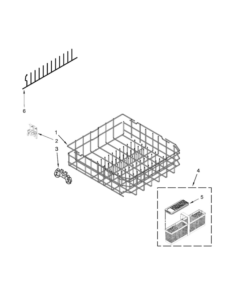 Lower Rack Parts Diagram and Parts List for MDB6949SDE0  Maytag Dishwasher