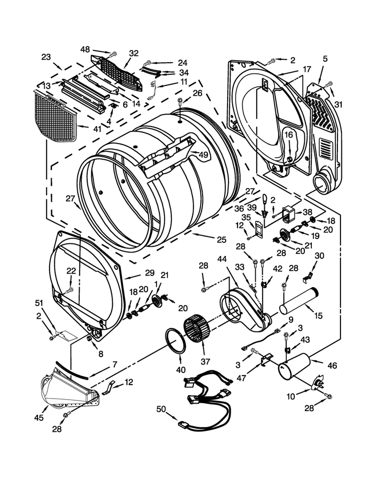 Bulkhead Parts Diagram and Parts List for MGDX700AG0  Maytag Dryer