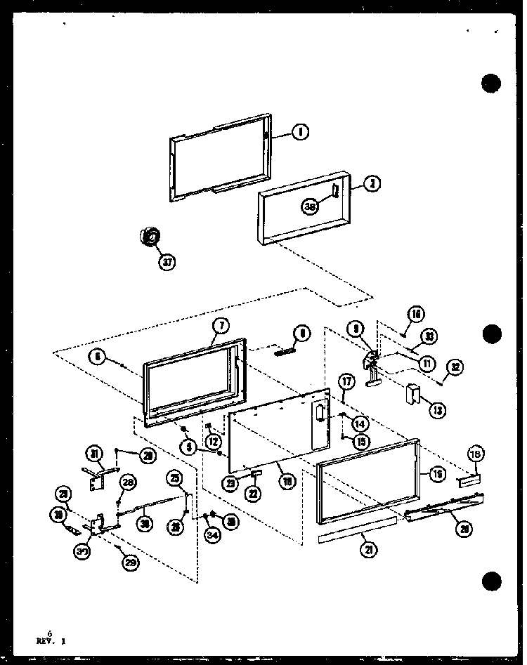 Door Diagram and Parts List for RC10B-PB P75085-16M Amana Microwave
