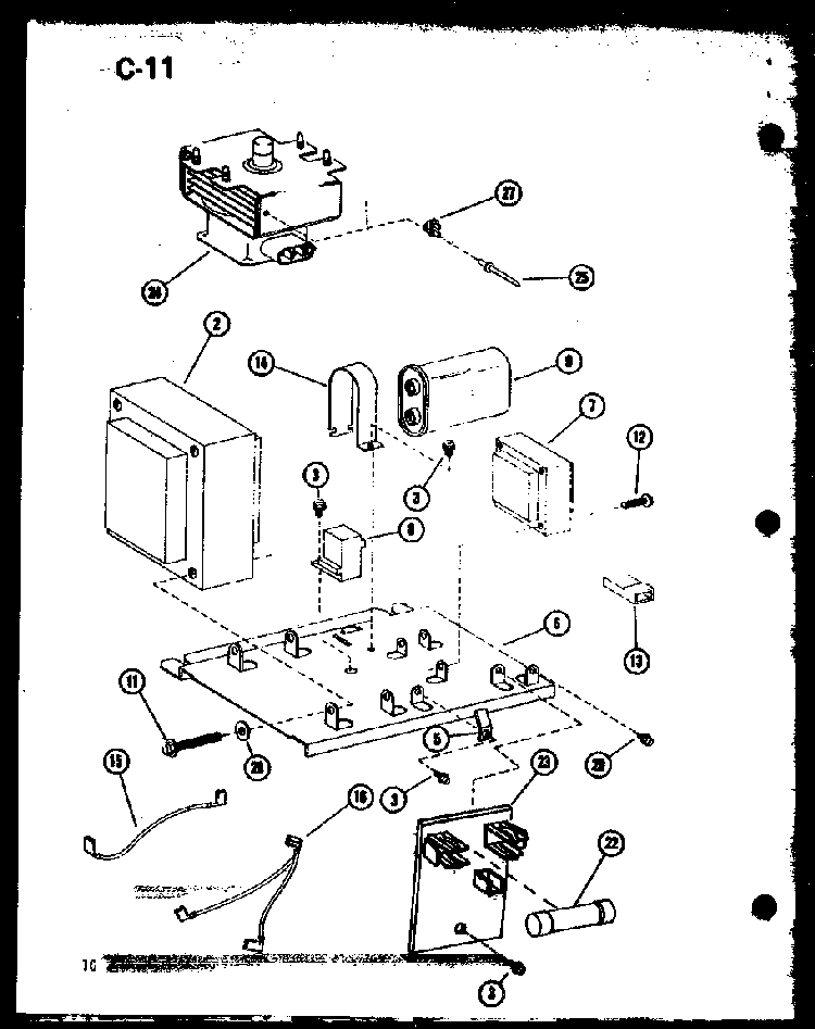 Transformer/magnetron Diagram and Parts List for RR-1010 P75414-4M Amana Microwave