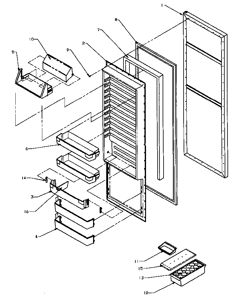 Ref Door Diagram and Parts List for SQD25N2L-P1181317WL  Amana Refrigerator