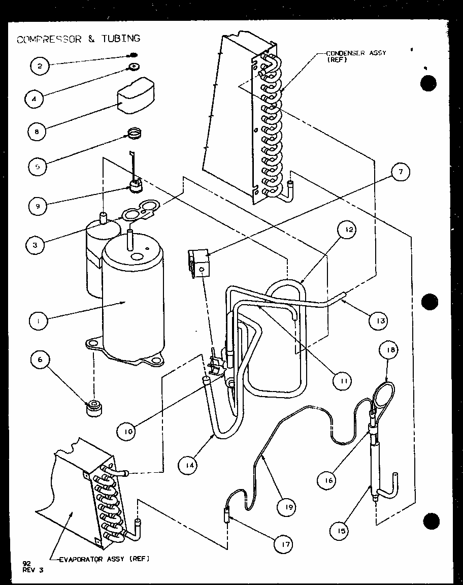 Compressor & Tubing (pth15300er/p9812622r) (pth15400er/p9872122r) Diagram and Parts List for PTH12300ER P9812615R Amana Air Conditioner
